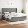 cadre de lit avec matelas Gris foncé 200x200cm Tissu