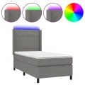 cadre de lit matelas LED Gris foncé 100x200 cm Tissu
