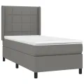 cadre de lit matelas LED Gris foncé 100x200 cm Tissu