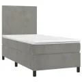 cadre de lit et matelas Gris clair 80x200 cm Velours
