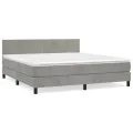 cadre de lit et matelas Gris clair 160x200cm Velours