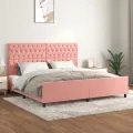 Cadre de lit avec tête de lit Rose 200x200 cm Velours
