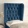 Tête de lit avec oreilles Bleu foncé 83x23x118/128 cm Velours