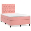 cadre de lit et matelas LED rose 120x190 cm velours