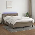 cadre de lit avec matelas LED Taupe 140x200 cm Tissu