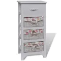 Armoire avec 1 tiroir et 3 paniers Blanc Bois de Paulownia
