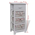 Armoire avec 1 tiroir et 3 paniers Blanc Bois de Paulownia