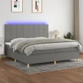 cadre de lit et matelas et LED Gris foncé 200x200 cm