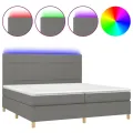 cadre de lit et matelas et LED Gris foncé 200x200 cm