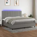 cadre de lit et matelas et LED Gris foncé 200x200 cm