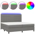 cadre de lit et matelas et LED Gris foncé 200x200 cm