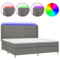 cadre de lit matelas LED Gris foncé 200x200 cm Tissu