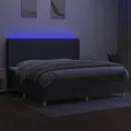 cadre de lit matelas LED Gris foncé 200x200 cm Tissu