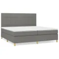 cadre de lit avec matelas Gris foncé 200x200cm Tissu