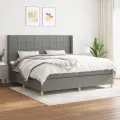 cadre de lit avec matelas Gris foncé 200x200cm Tissu