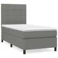 cadre de lit avec matelas Gris foncé 100x200cm Tissu