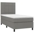 cadre de lit avec matelas Gris foncé 100x200cm Tissu