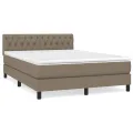 cadre de lit avec matelas Taupe 140x200 cm Tissu
