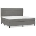 cadre de lit avec matelas Gris foncé 200x200cm Tissu