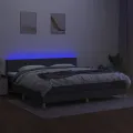 cadre de lit et matelas et LED Gris foncé 200x200 cm
