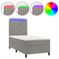 cadre de lit avec matelas et LED Gris clair 80x200cm