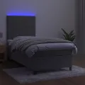 cadre de lit avec matelas et LED Gris clair 80x200cm