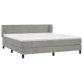 cadre de lit et matelas Gris clair 160x200cm Velours
