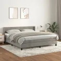 cadre de lit et matelas Gris clair 160x200cm Velours