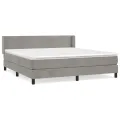 cadre de lit et matelas Gris clair 160x200cm Velours