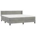 cadre de lit et matelas Gris clair 160x200cm Velours