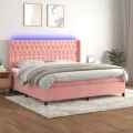 cadre de lit matelas et LED Rose 200x200 cm Velours