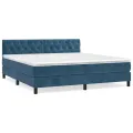 cadre de lit et matelas Bleu foncé 160x200cm Velours