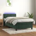 cadre de lit avec matelas et LED Vert foncé 90x190cm