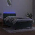 cadre de lit avec matelas et LED Vert foncé 90x190cm