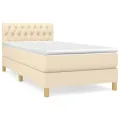 cadre de lit avec matelas Crème 100x200 cm Tissu