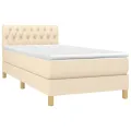 cadre de lit avec matelas Crème 100x200 cm Tissu