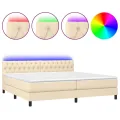 cadre de lit et matelas et LED Crème 200x200cm Tissu