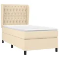 cadre de lit avec matelas Crème 100x200 cm Tissu
