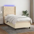 cadre de lit matelas et LED Crème 100x200 cm Tissu