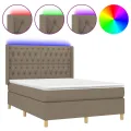 cadre de lit matelas et LED Taupe 140x200 cm Tissu