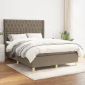 cadre de lit avec matelas Taupe 140x200 cm Tissu