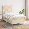 cadre de lit avec matelas Crème 90x200 cm Tissu