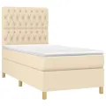 cadre de lit avec matelas Crème 90x200 cm Tissu