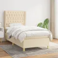 cadre de lit et matelas Crème 90x190 cm Tissu