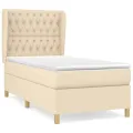 cadre de lit et matelas Crème 90x190 cm Tissu