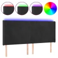 Tête de lit à LED Noir 163x16x118/128 cm Velours