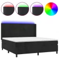 cadre de lit matelas et LED Noir 160x200 cm Velours