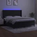 cadre de lit matelas et LED Noir 160x200 cm Velours