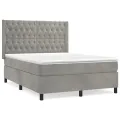 cadre de lit et matelas Gris clair 140x190cm Velours