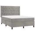 cadre de lit et matelas Gris clair 140x190cm Velours